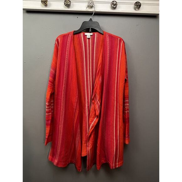 J Jill Waterfall Cardigan open Sweater Womens XS Petite Striped Knit Lightweight - Picture 1 of 7